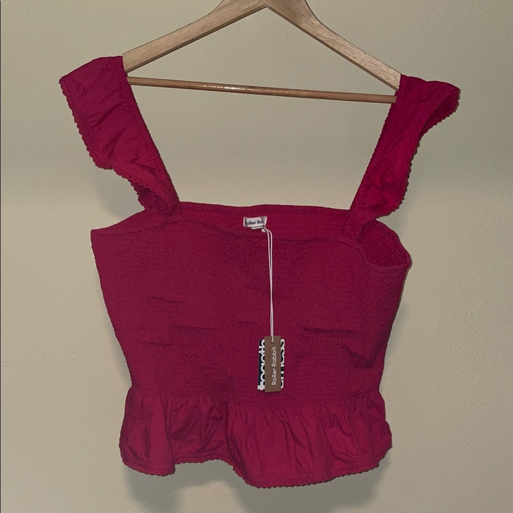 Pink Smocked Ruffle Roberta roller rabbit Strap Top